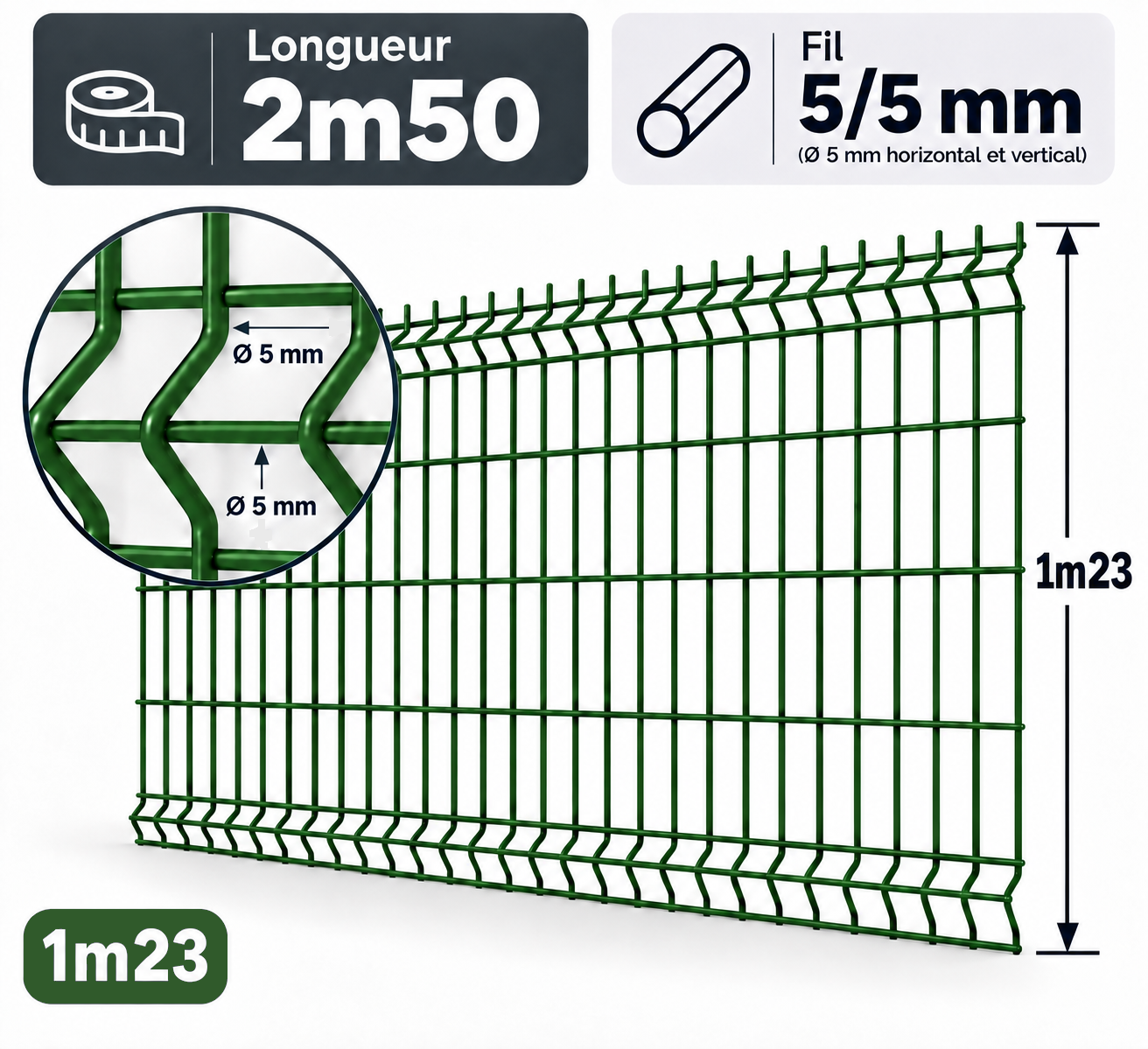 Grillage rigide 1m23 vert