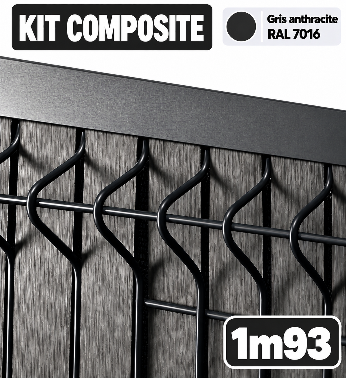 Kits d'occultation en COMPOSITE 1m93 GRIS