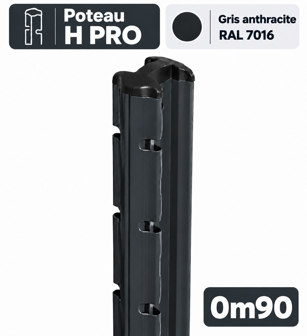 Poteau H PRO 0m90 gris