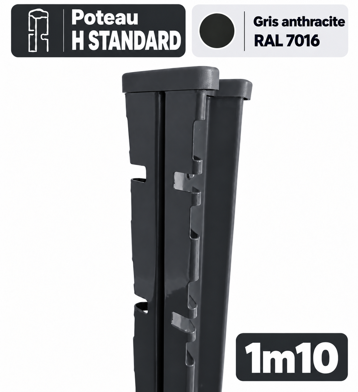 Poteau H STANDARD 1m10 gris