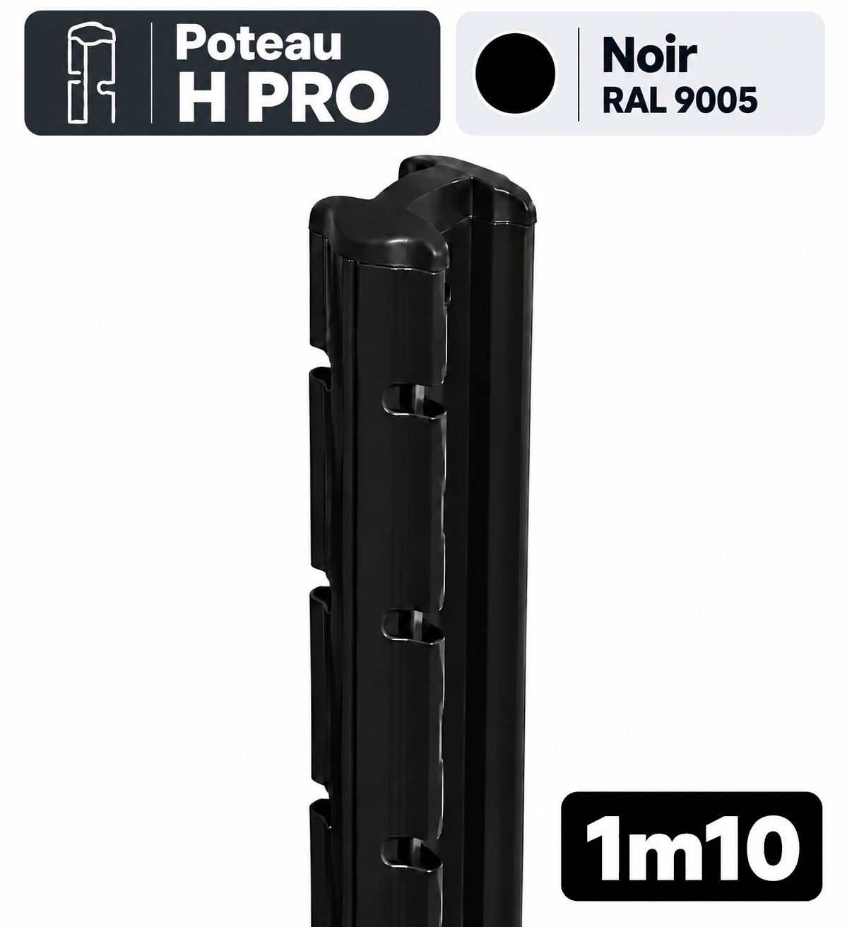 Poteau H PRO 1m10 noir